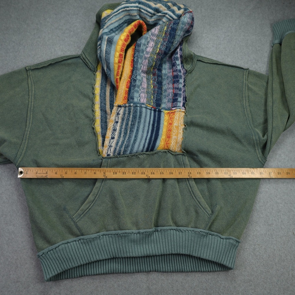 Free People Hoodie Womens Medium Green Boho Knit Patchwork February Sweatshirt - Picture 10 of 14